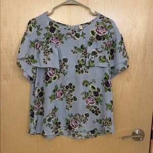 Xhilaration Floral Blouse - Blue and Purple